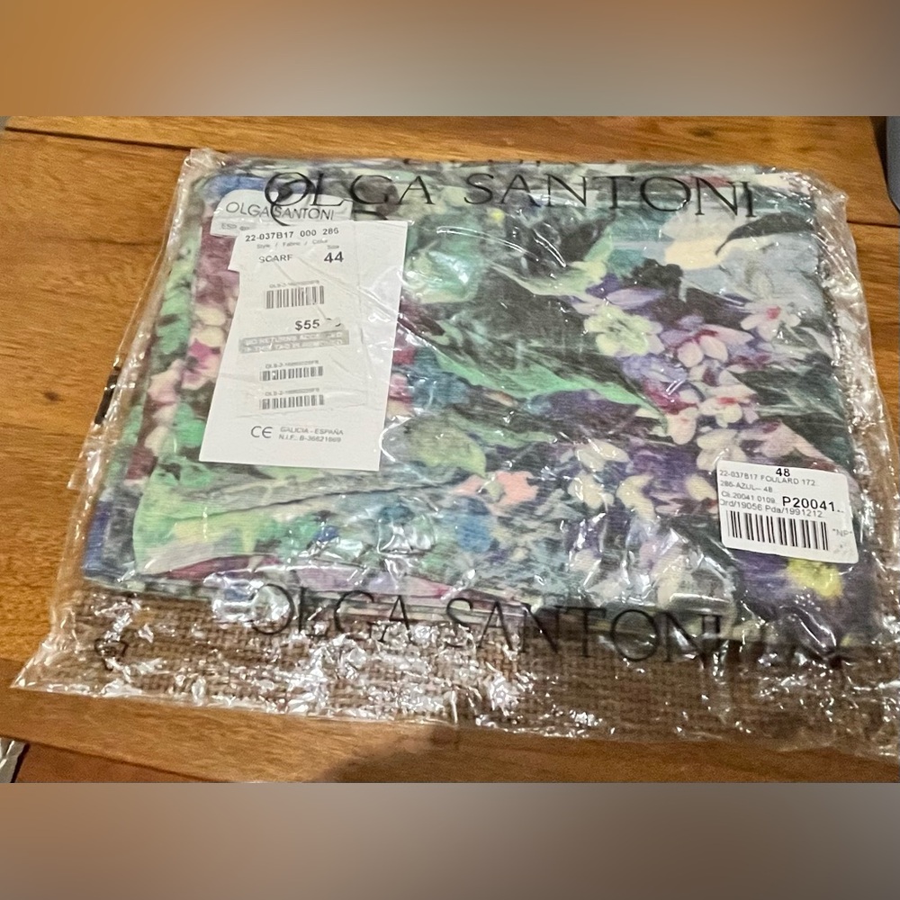 Santoni Floral Scarf in Purple, Mint, Blue and Pink